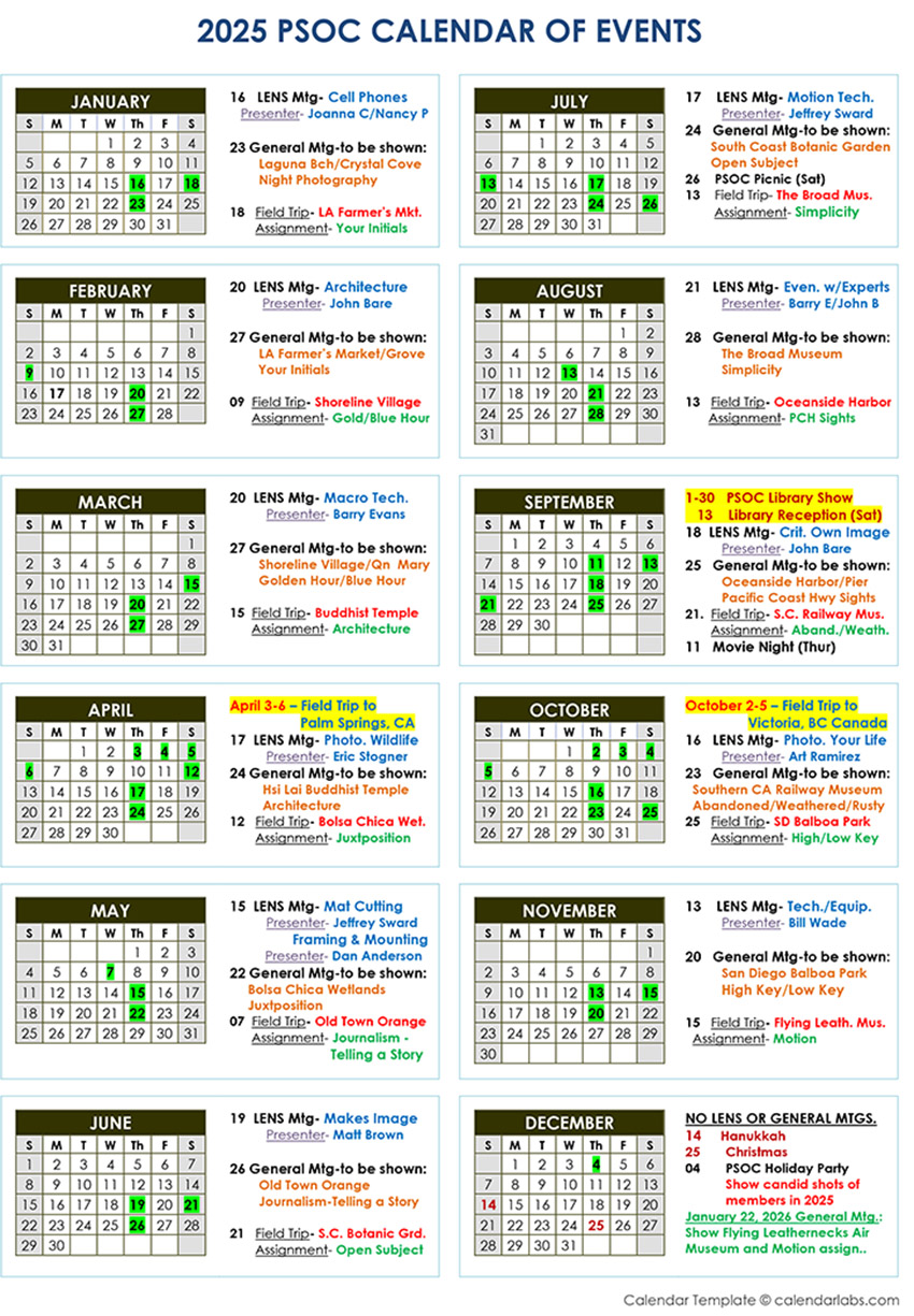 PSOC Calendar